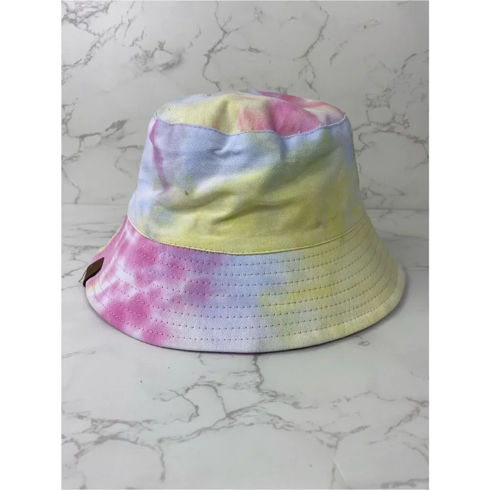 Tie-Dye Pastel Bucket Hat - Pink, Yellow, Blue